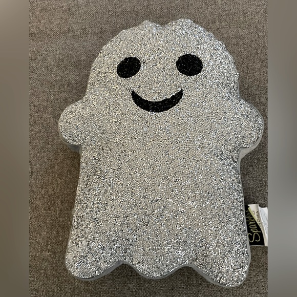 NEW Sparkles Home Silver Rhinestone Halloween Ghost Pillow - Picture 3 of 8
